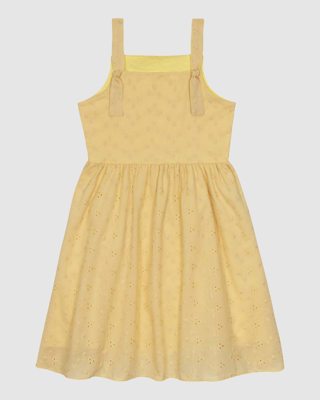 Vestido Infantil Alça Detalhe Nó Em Laise Algodão Malwee Kids