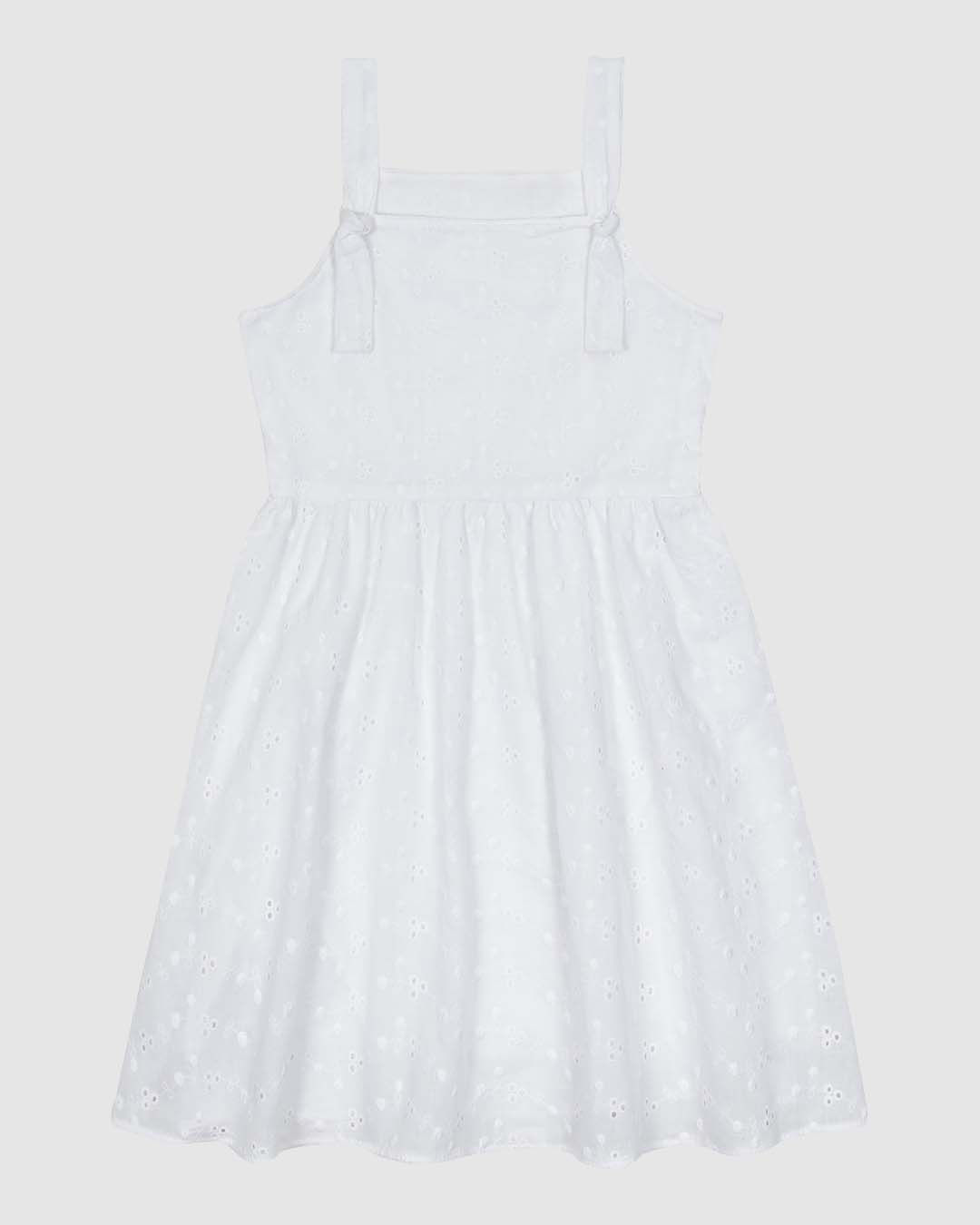 Vestido Infantil Alça Detalhe Nó Em Laise Algodão Malwee Kids - Imagem 4