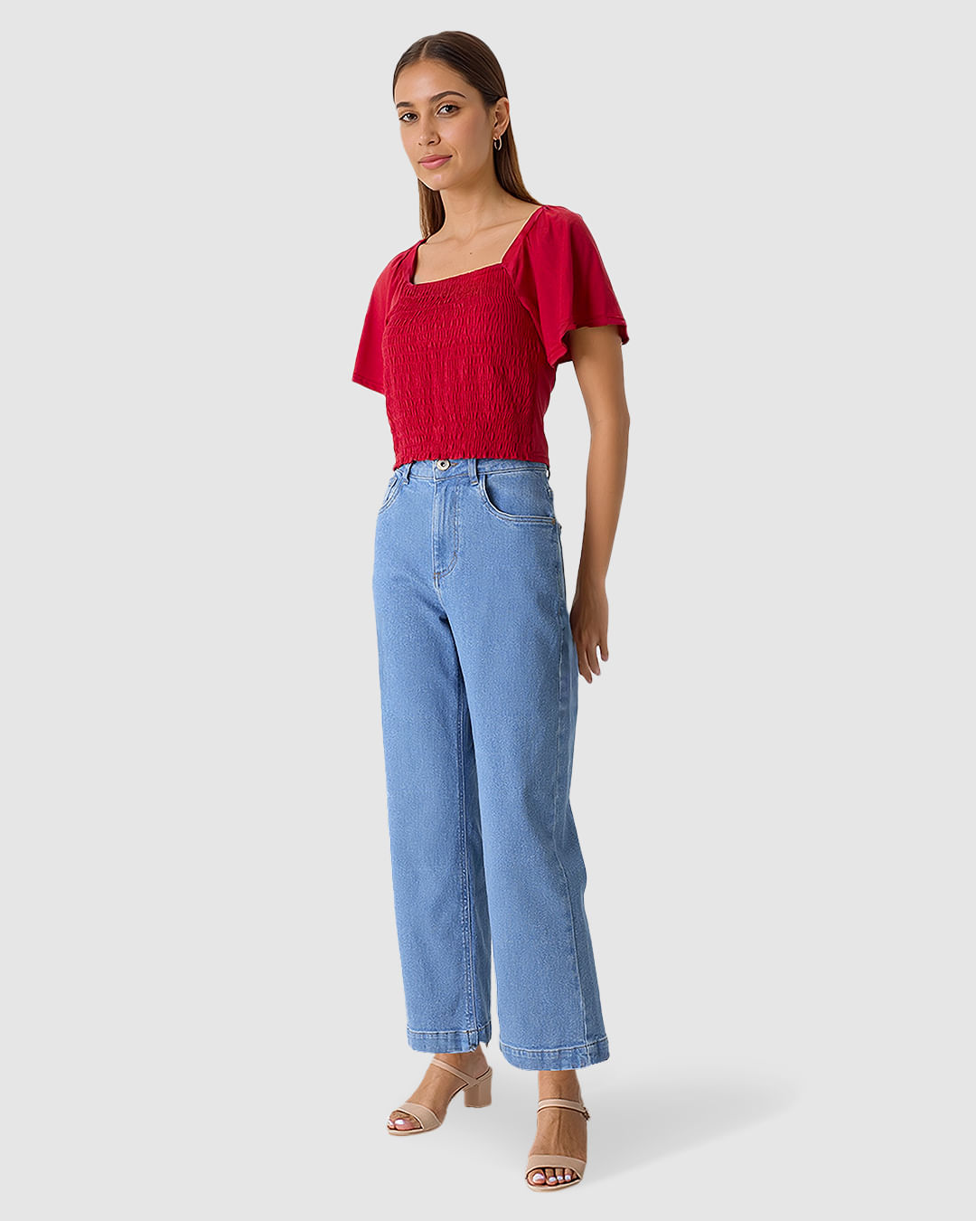Blusa Feminina Detalhe Lastex Frontal E Manga Curta Em Algodão - Imagem 12