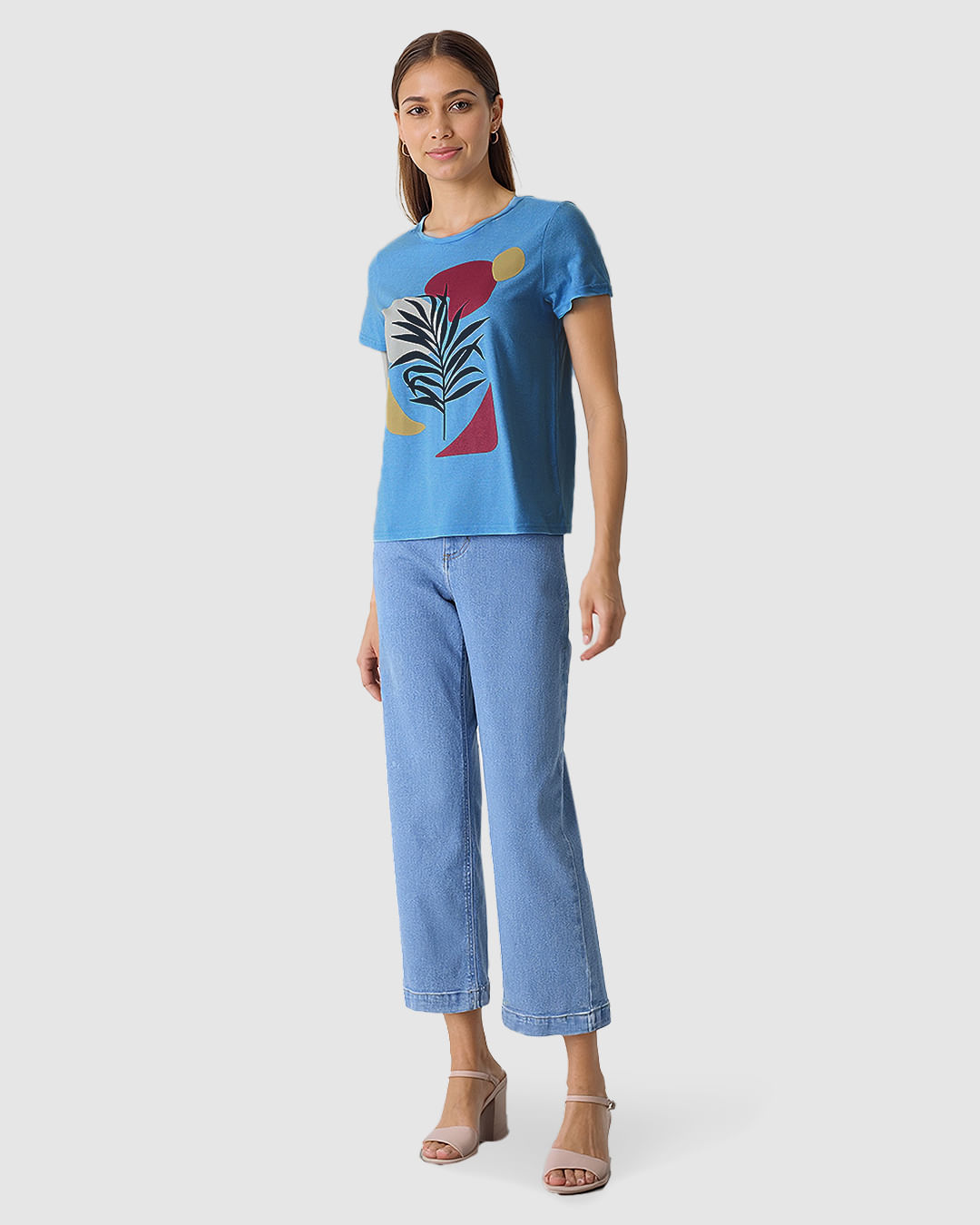 Camiseta Feminina Estampa Frontal Abertura Costas Em Malha Moulinê - Imagem 7