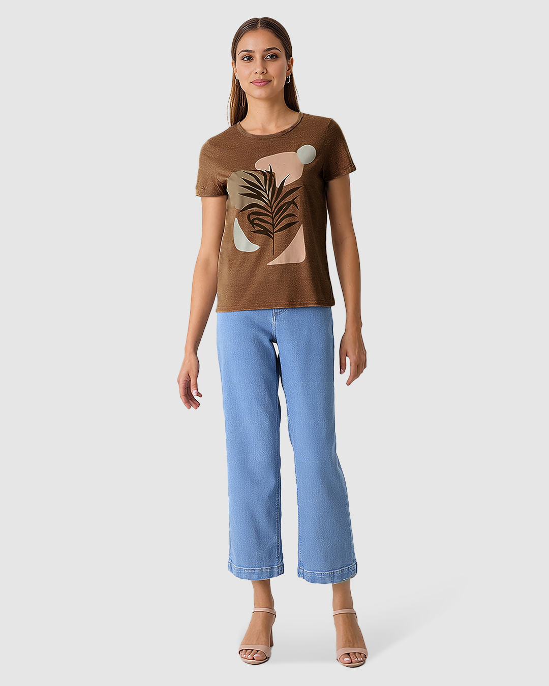 Camiseta Feminina Estampa Frontal Abertura Costas Em Malha Moulinê - Imagem 12