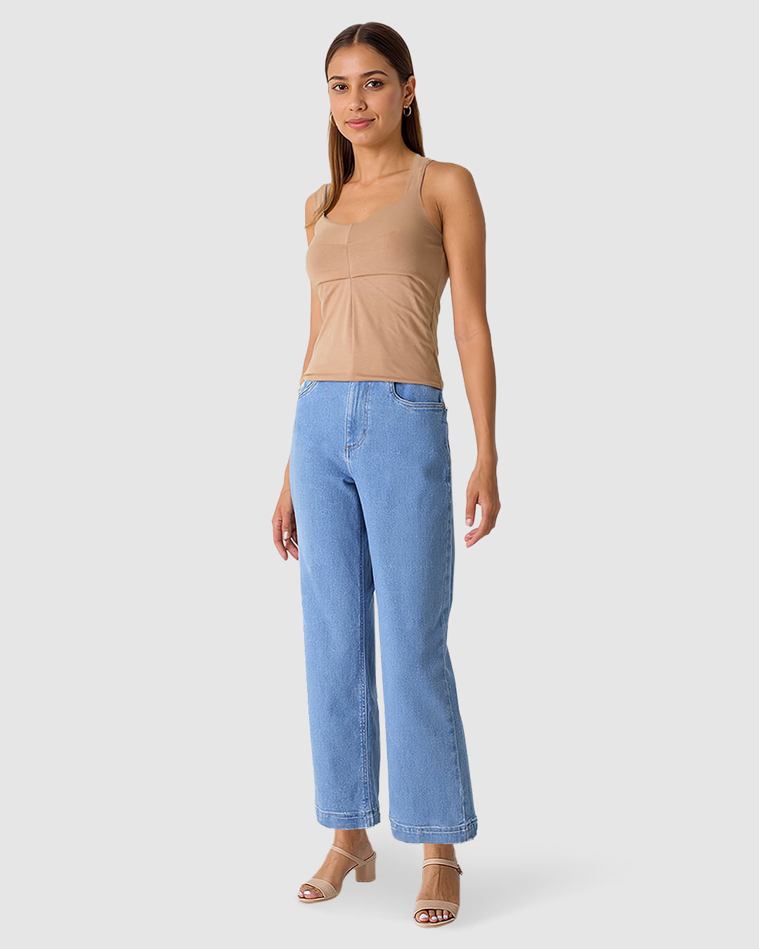 Regata Feminina Decote V Alça Larga Em Viscose Stretch - Imagem 17