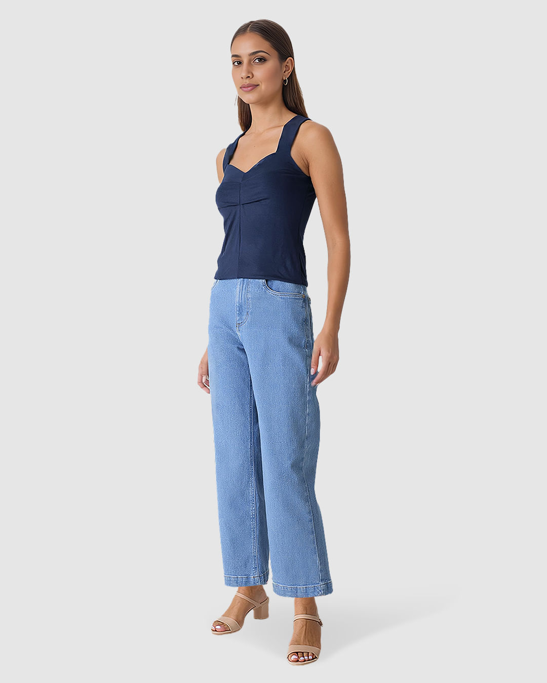 Regata Feminina Decote V Alça Larga Em Viscose Stretch - Imagem 12