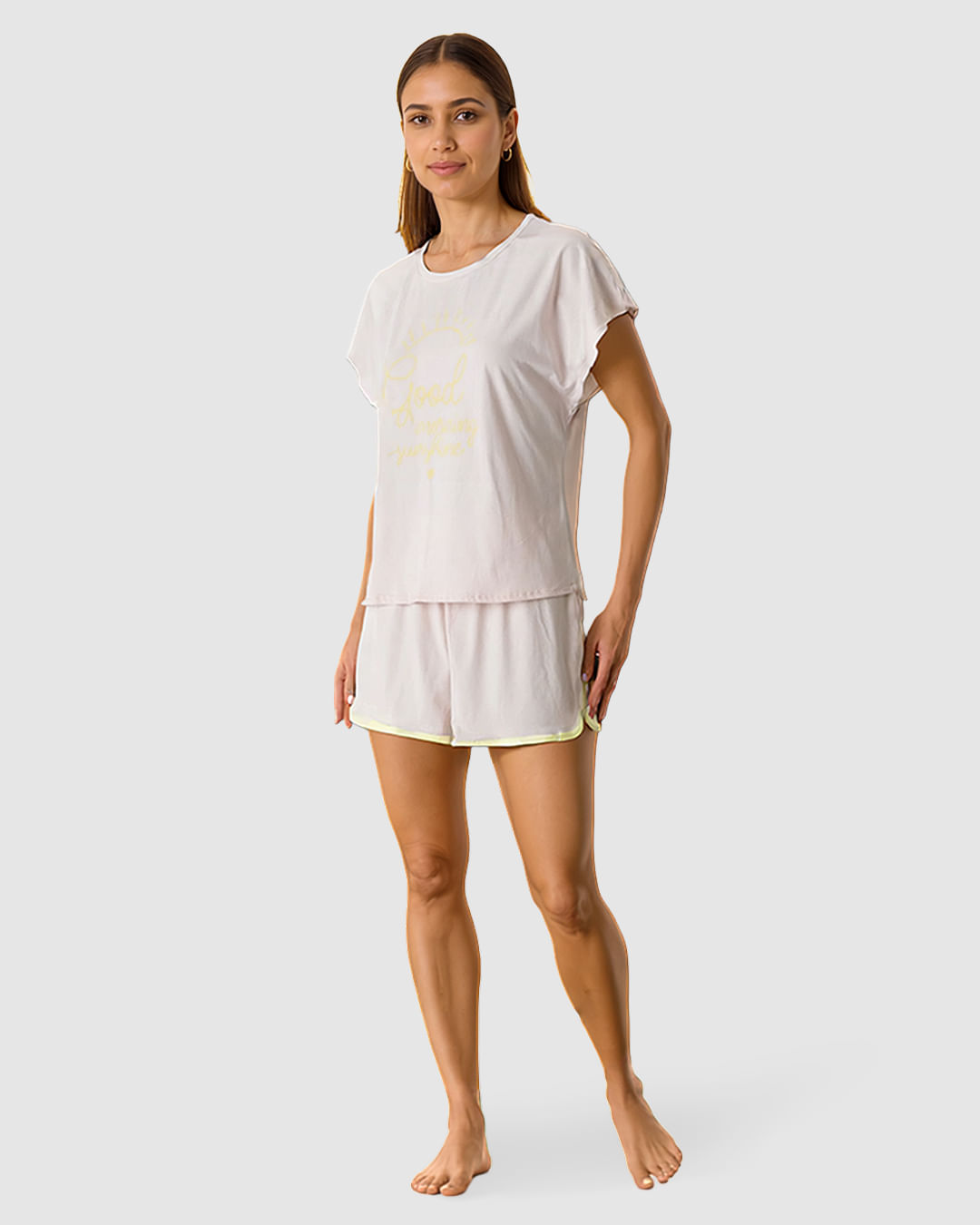 Pijama Curto Feminino Good Morning Sunshine Em Algodão - Imagem 12