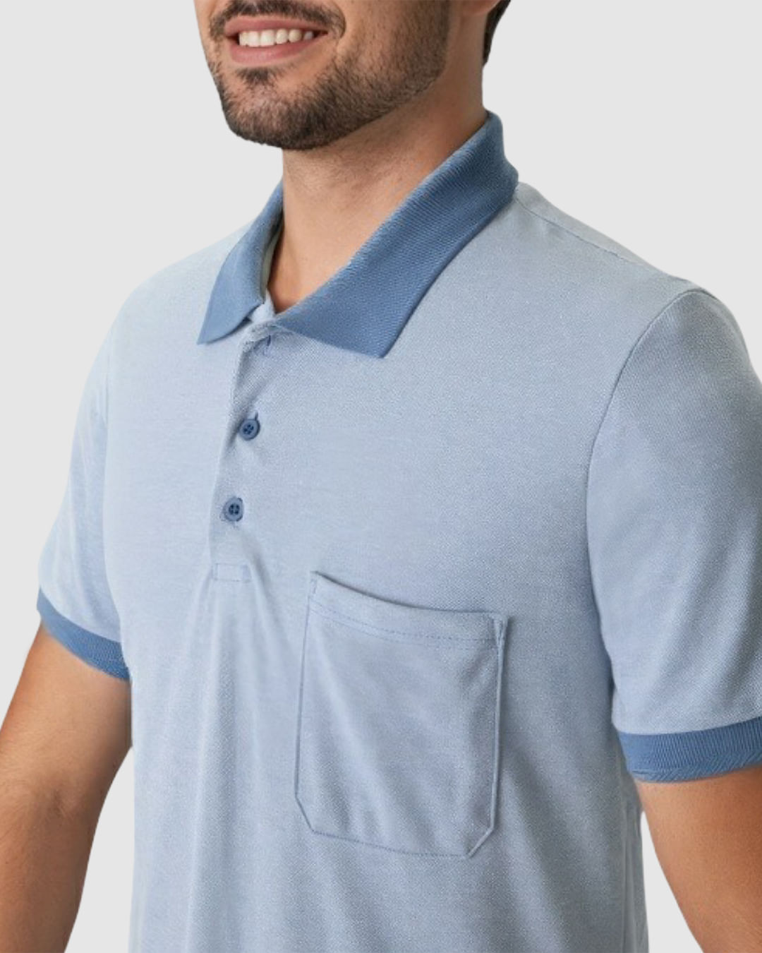 Camisa Polo Masculina Regular Bolso Frontal Em Malha Piquet Texturizada - Imagem 2