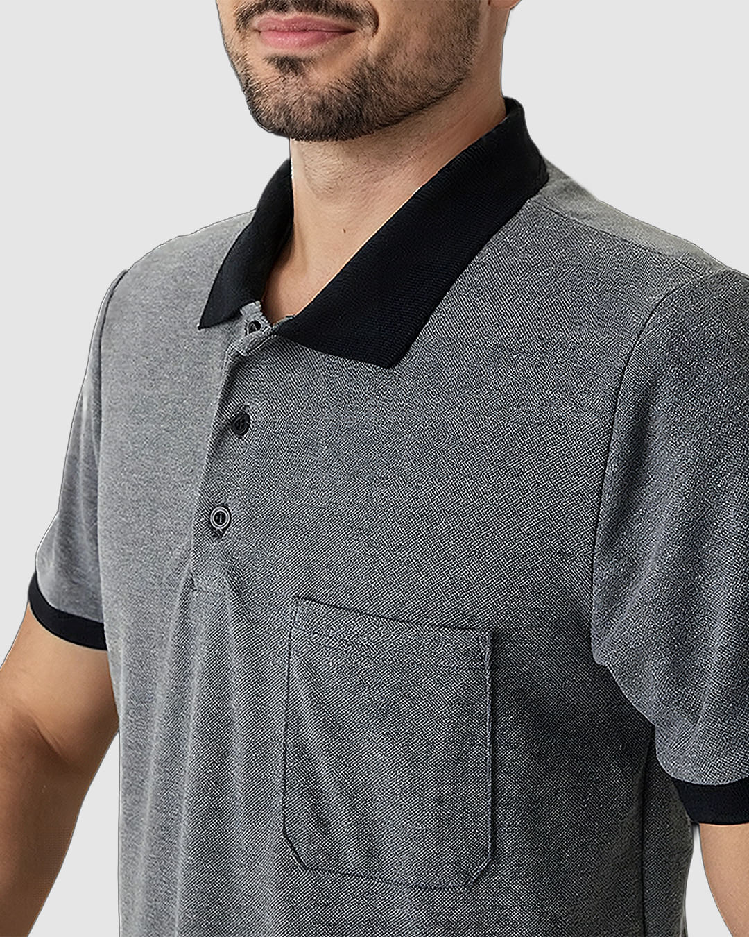 Camisa Polo Masculina Regular Bolso Frontal Em Malha Piquet Texturizada - Imagem 14