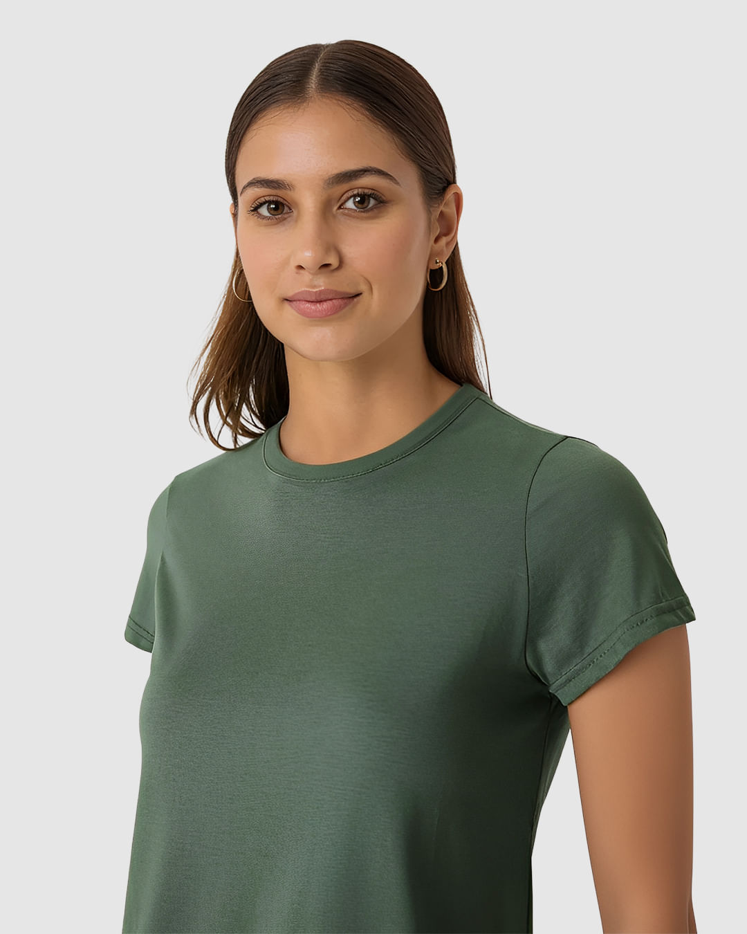 Blusa Básica Feminina Decote Redondo Manga Curta Em Malha Algodão Pima - Imagem 27