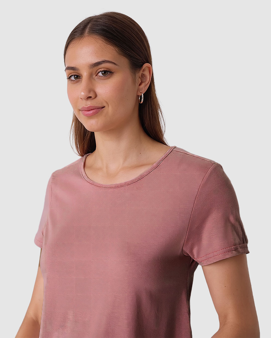 Blusa Básica Feminina Decote Redondo Manga Curta Em Malha Algodão Pima - Imagem 33