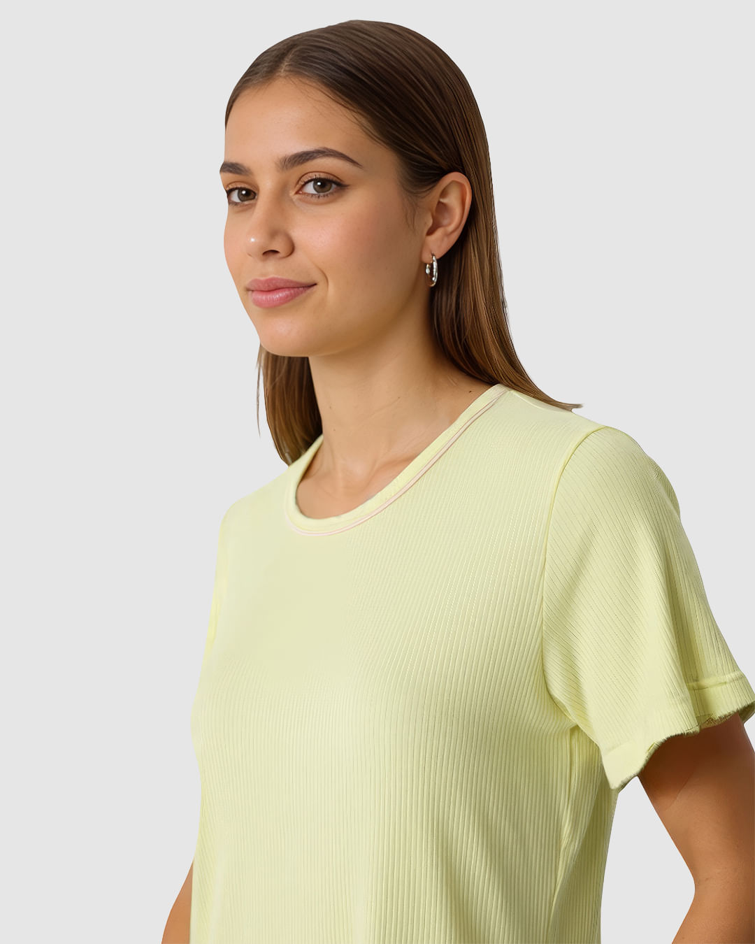 Pijama Curto Feminino Costura Filete Gola Em Malha De Viscose Canelada - Imagem 23