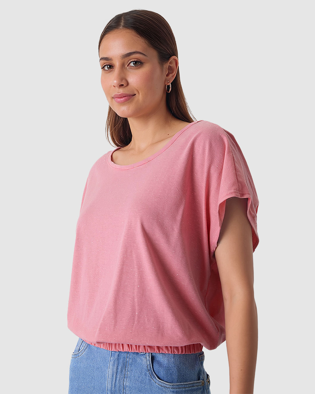 Blusa Ampla Feminina Barra Acabamento Elástico Em Malha Botonê - Imagem 18