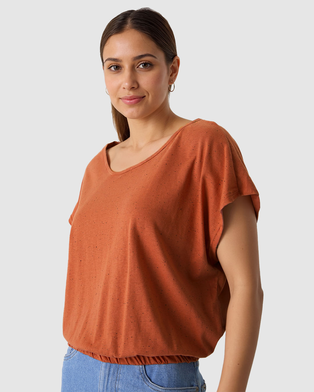 Blusa Ampla Feminina Barra Acabamento Elástico Em Malha Botonê - Imagem 23