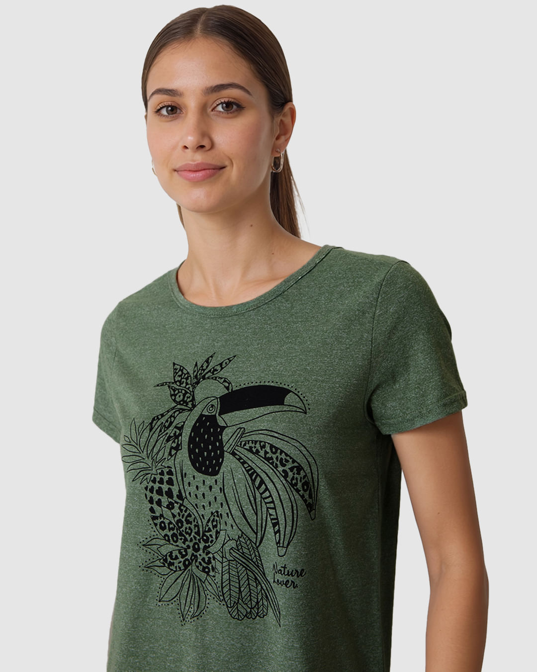 Camiseta Feminina Estampa Frontal Abertura Costas Em Malha Moulinê - Imagem 8