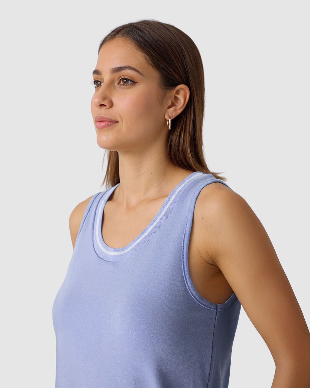 Regata Feminina Decote U Retilínea Em Moletinho De Viscose - Imagem 13