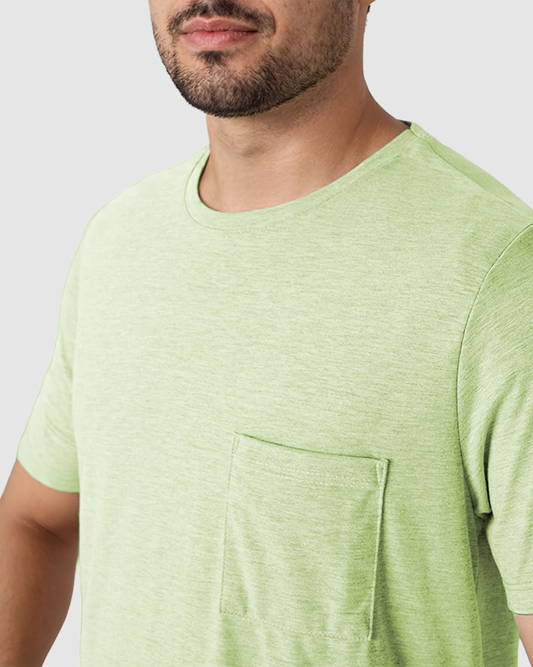 Camiseta Masculina Bolso Frontal Etiqueta Decorativa Em Malha Com Textura - Imagem 23