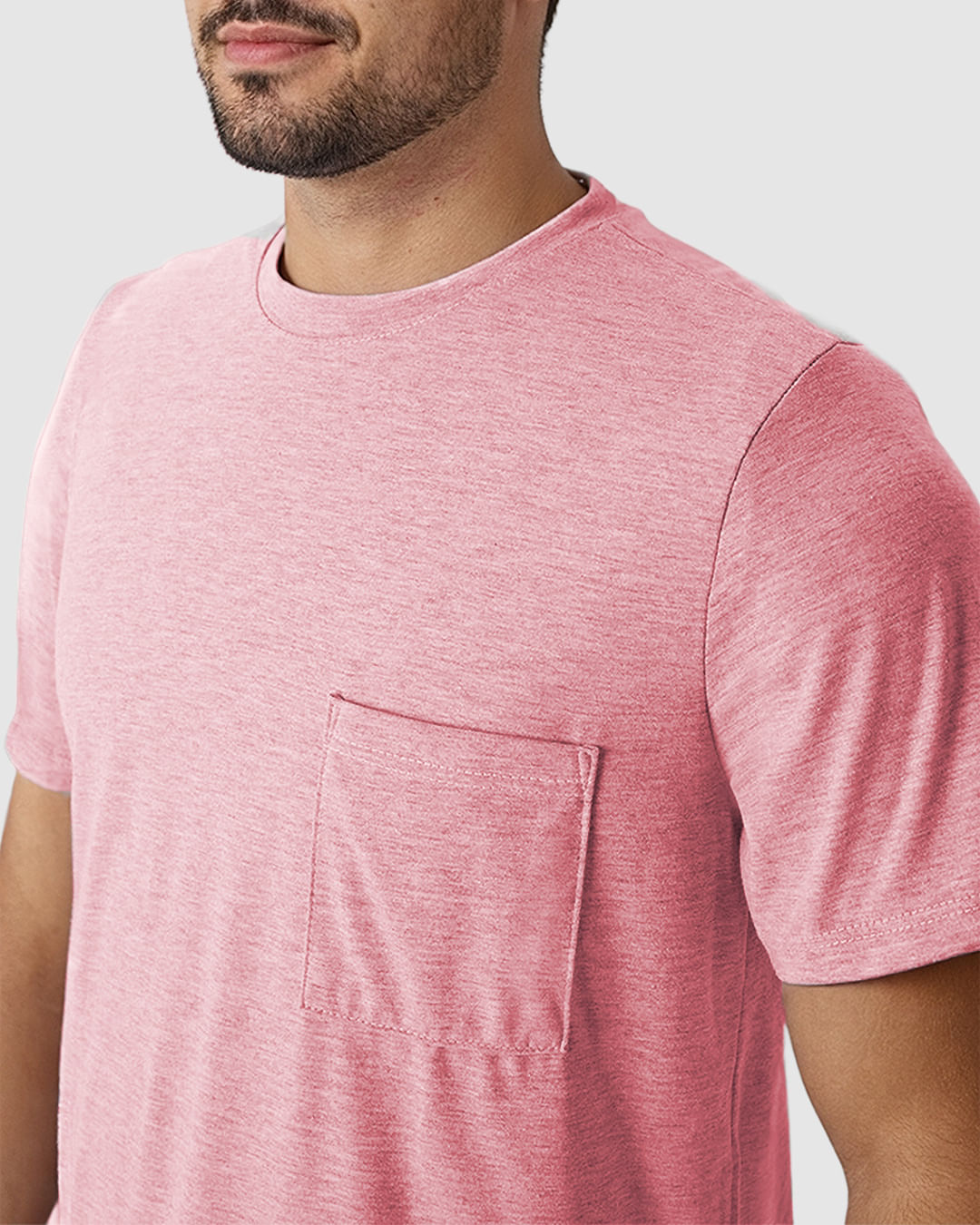 Camiseta Masculina Bolso Frontal Etiqueta Decorativa Em Malha Com Textura - Imagem 13