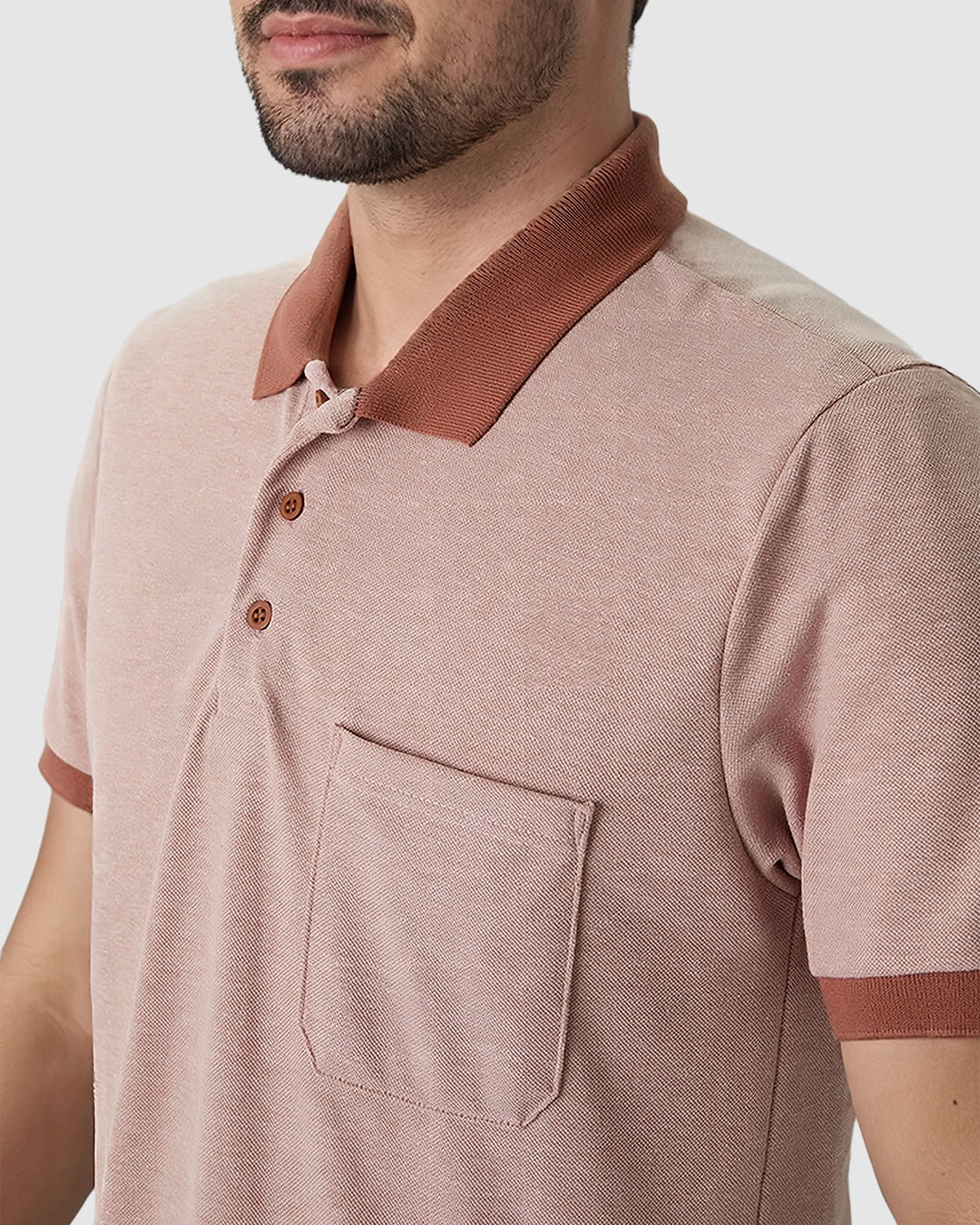 Camisa Polo Masculina Regular Bolso Frontal Em Malha Piquet Texturizada - Imagem 3