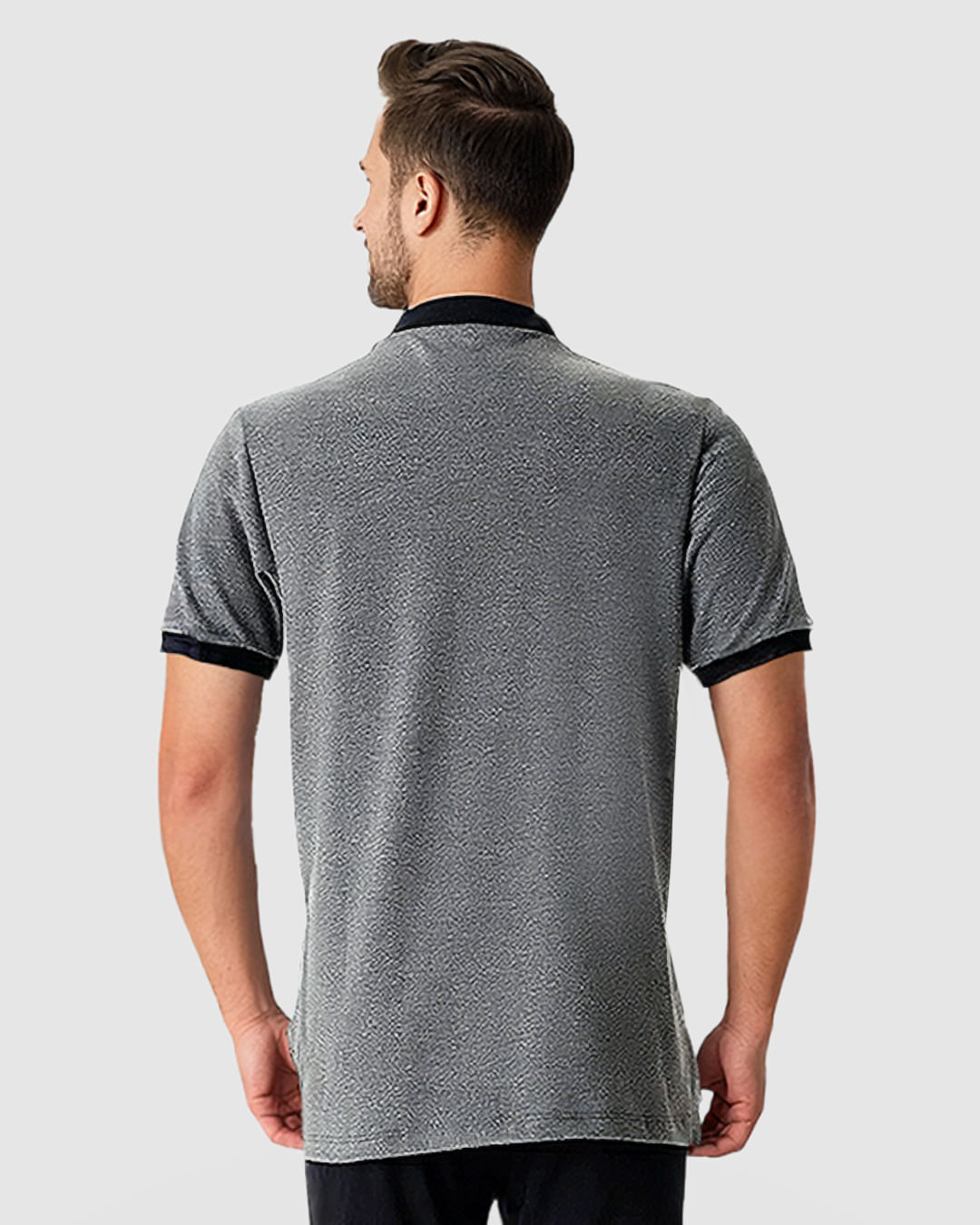 Camisa Polo Masculina Regular Bolso Frontal Em Malha Piquet Texturizada - Imagem 3