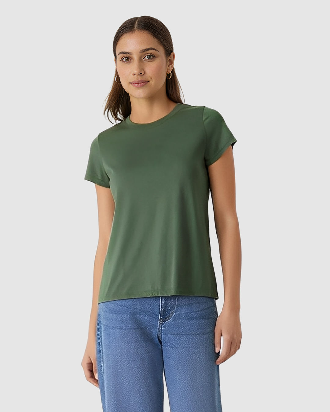 Blusa Básica Feminina Decote Redondo Manga Curta Em Malha Algodão Pima - Imagem 22