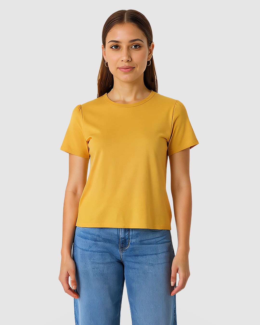 Blusa Básica Feminina Decote Redondo Manga Curta Em Malha Algodão Pima - Imagem 22