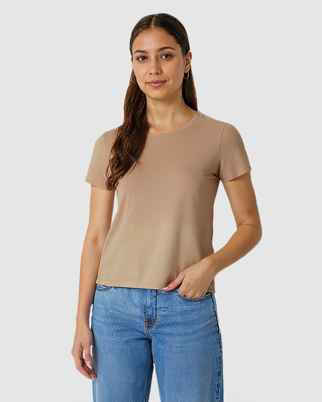 Blusa Básica Feminina Decote Redondo Manga Curta Em Malha Algodão Pima - Imagem 34