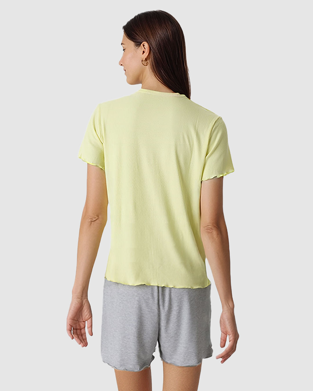 Pijama Curto Feminino Costura Filete Gola Em Malha De Viscose Canelada - Imagem 24