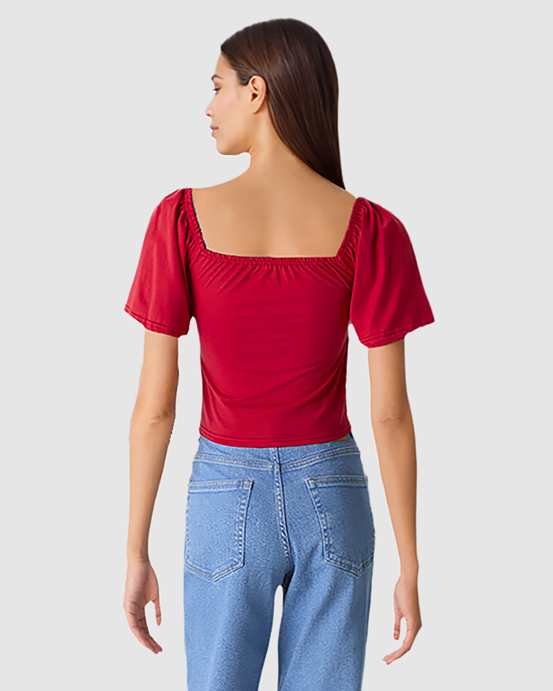 Blusa Feminina Detalhe Lastex Frontal E Manga Curta Em Algodão - Imagem 19