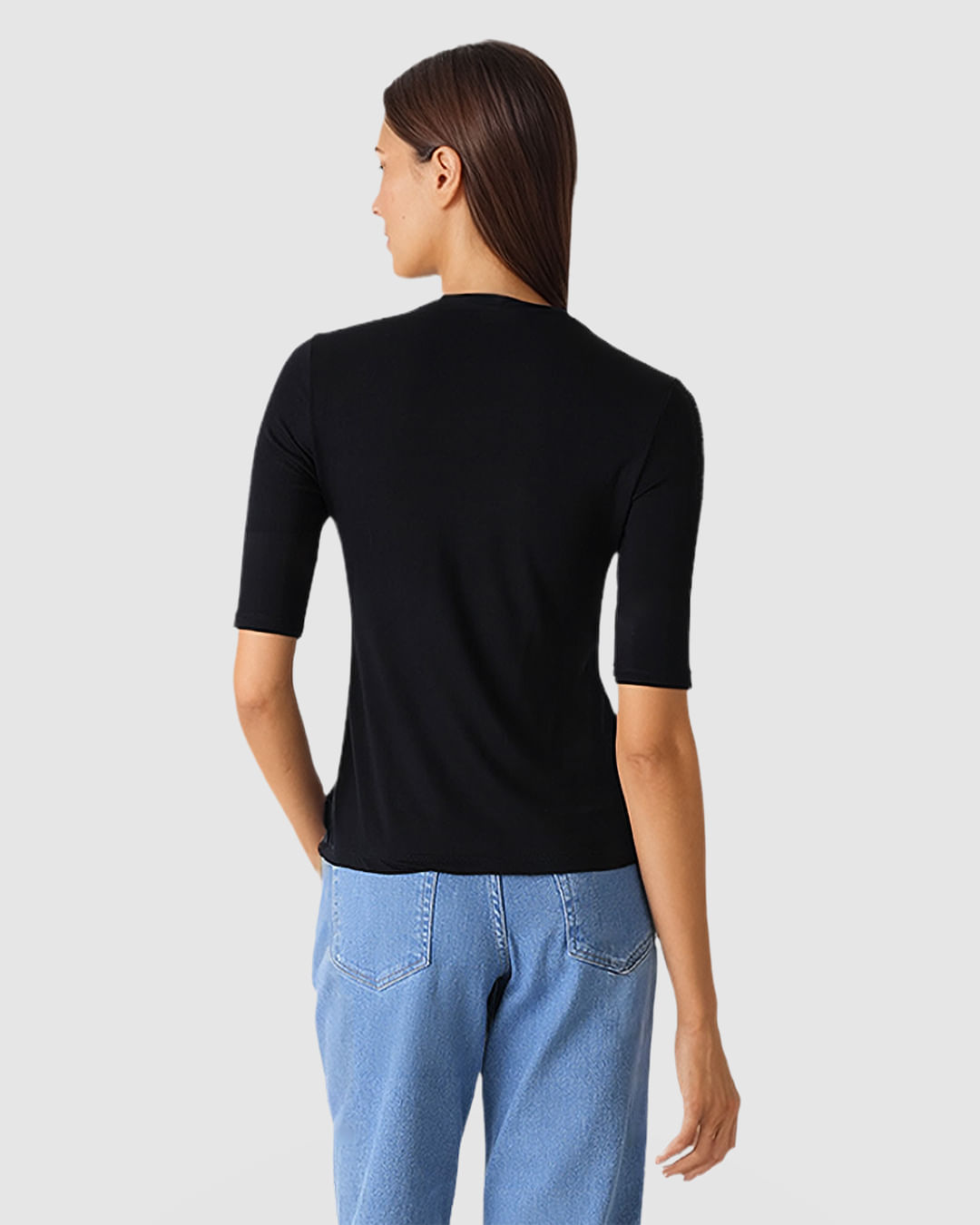 Blusa Justa Feminina Gola Redonda Em Malha Viscose - Imagem 9