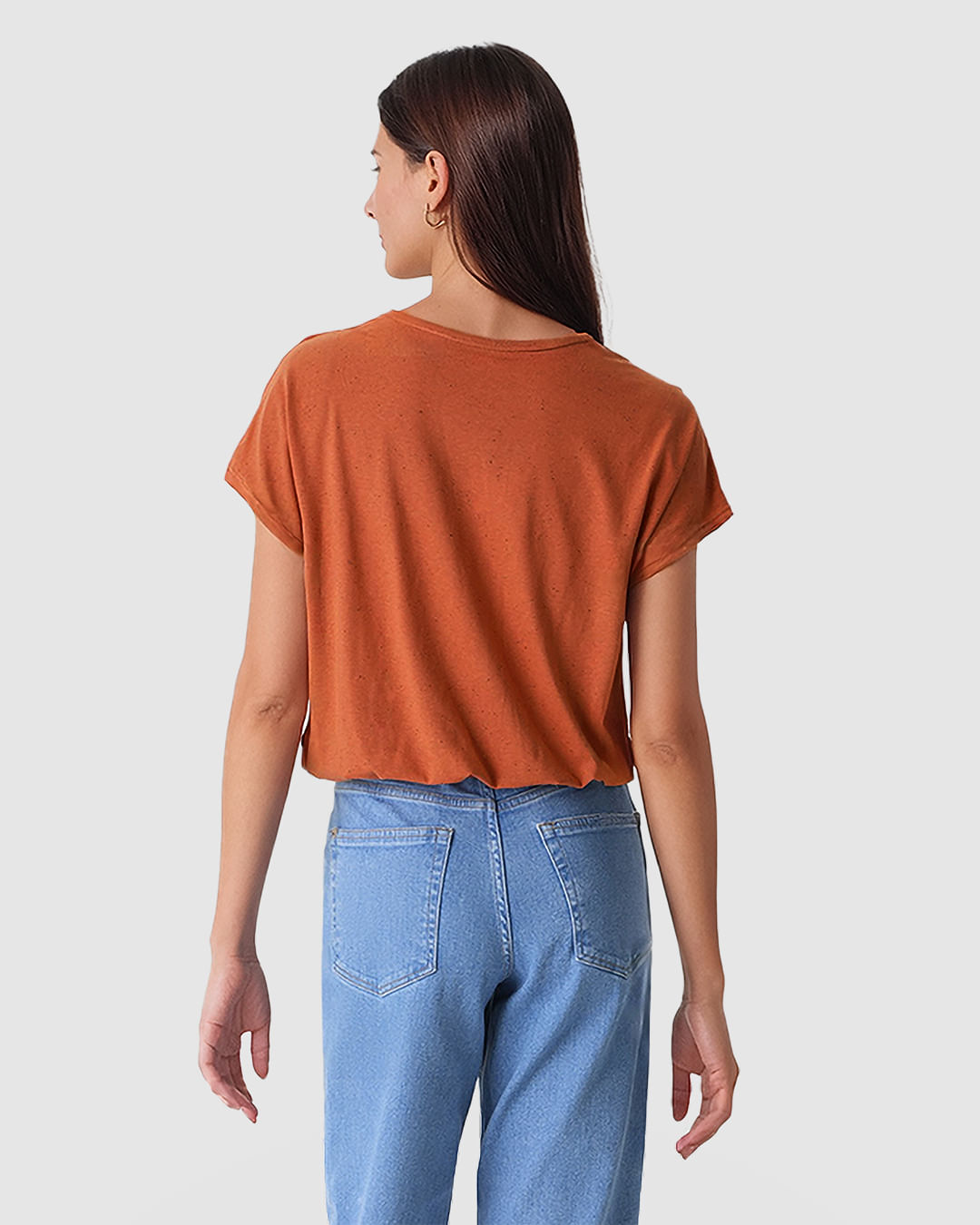 Blusa Ampla Feminina Barra Acabamento Elástico Em Malha Botonê - Imagem 4
