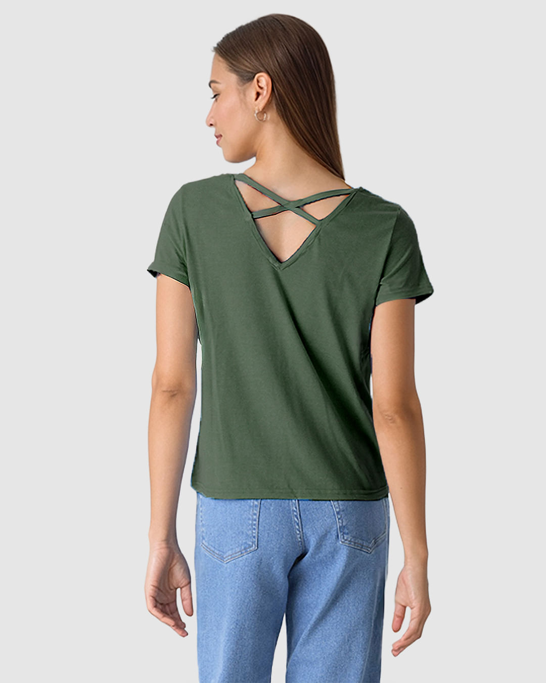 Camiseta Feminina Estampa Frontal Abertura Costas Em Malha Moulinê - Imagem 24