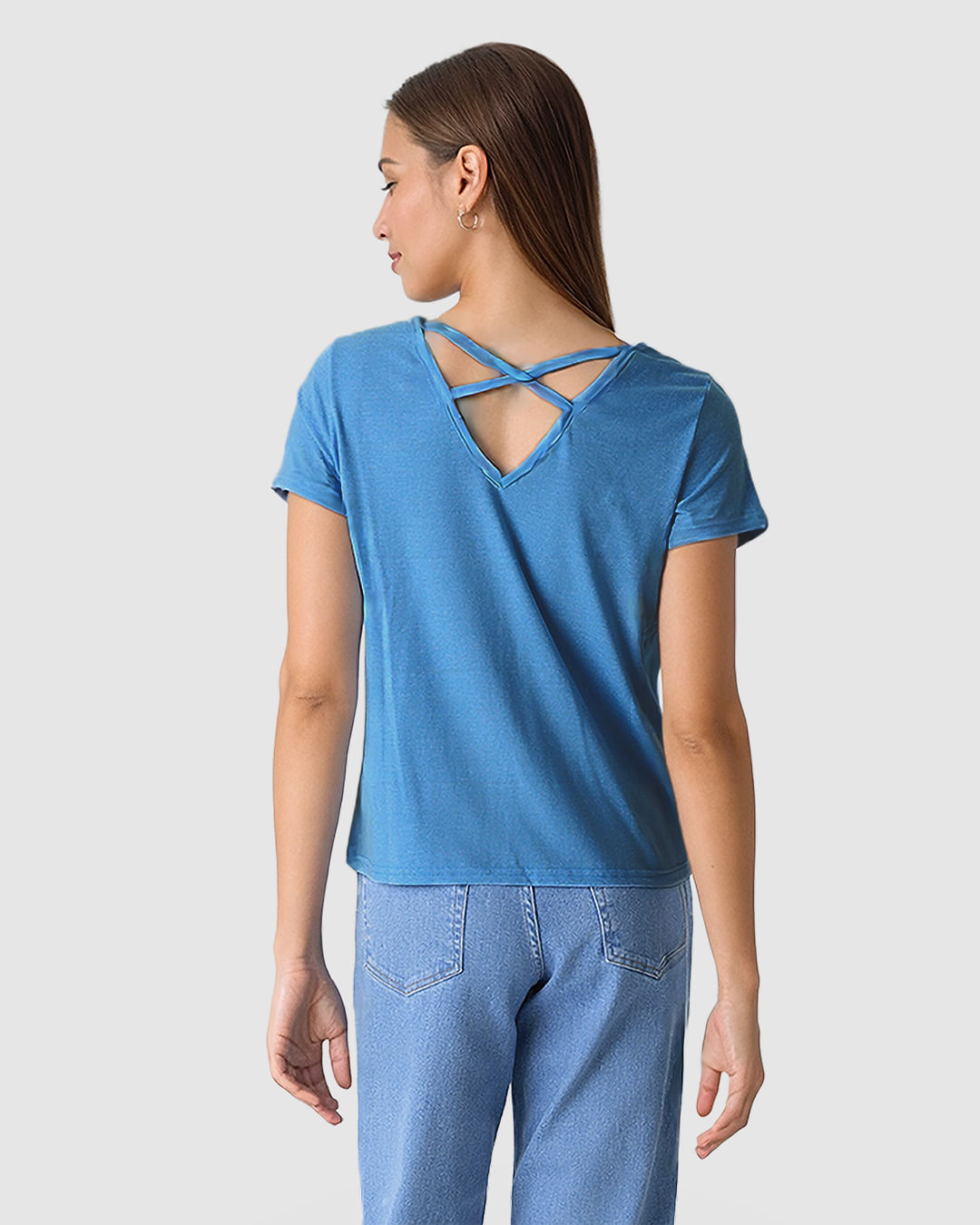 Camiseta Feminina Estampa Frontal Abertura Costas Em Malha Moulinê - Imagem 19