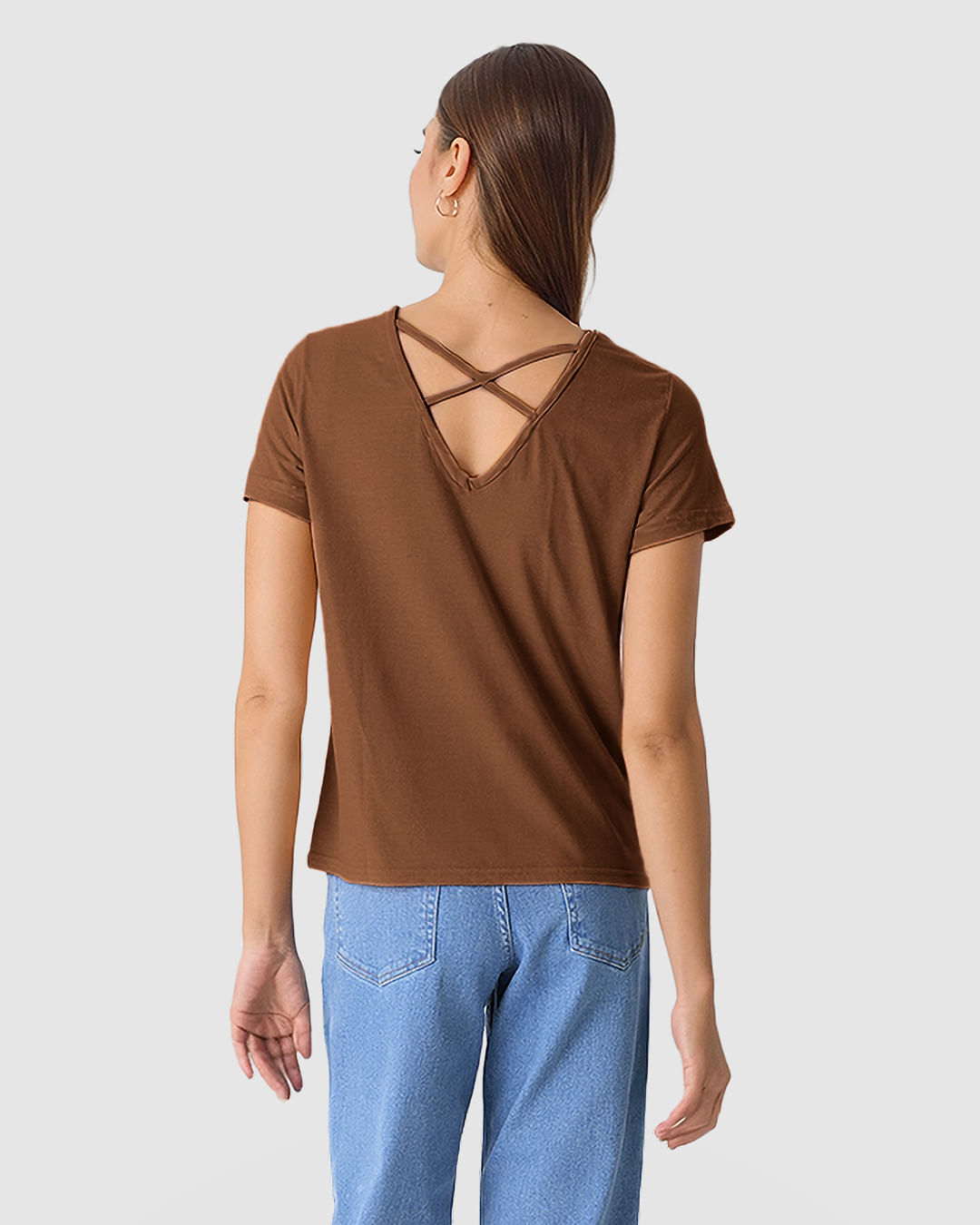 Camiseta Feminina Estampa Frontal Abertura Costas Em Malha Moulinê - Imagem 24