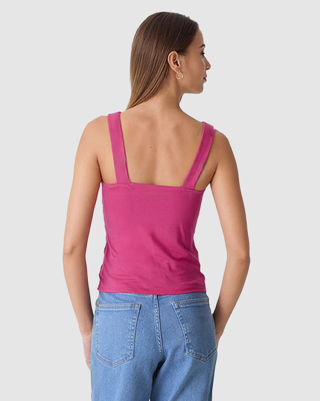 Regata Feminina Decote V Alça Larga Em Viscose Stretch - Imagem 19