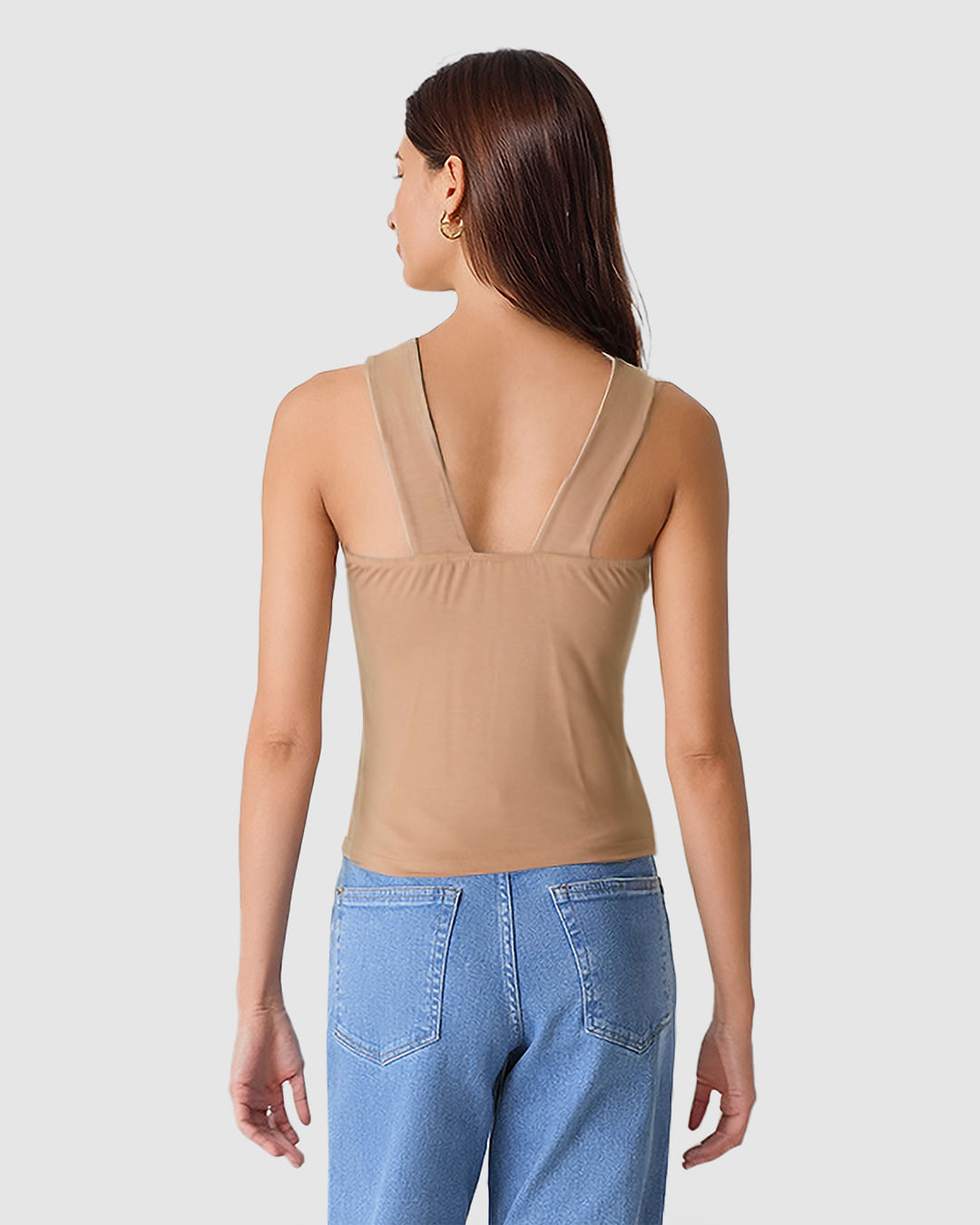 Regata Feminina Decote V Alça Larga Em Viscose Stretch - Imagem 14