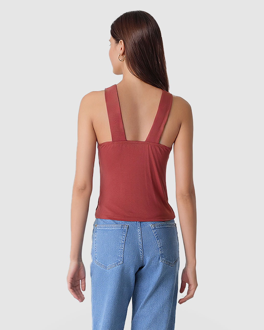 Regata Feminina Decote V Alça Larga Em Viscose Stretch - Imagem 19