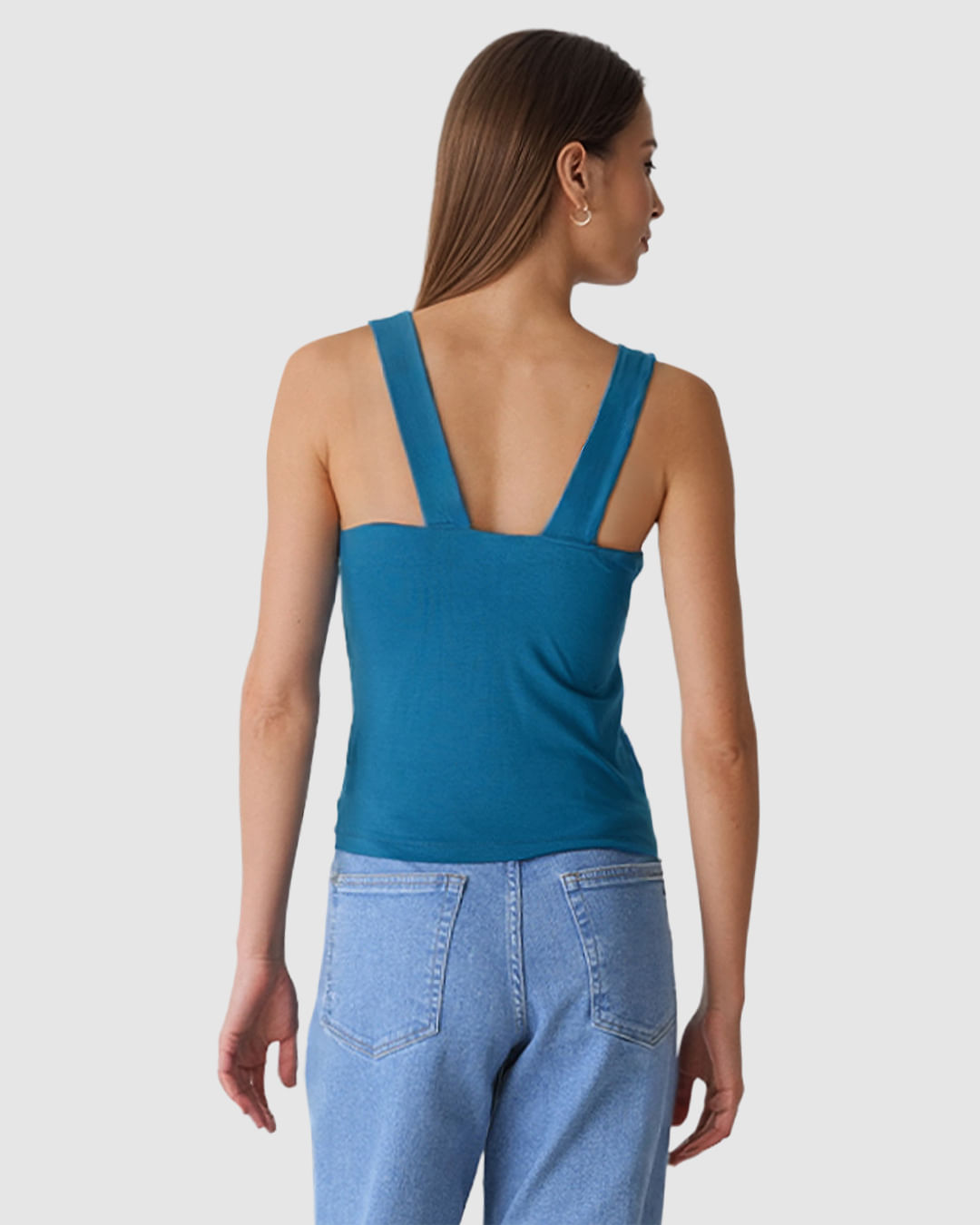 Regata Feminina Decote V Alça Larga Em Viscose Stretch - Imagem 4