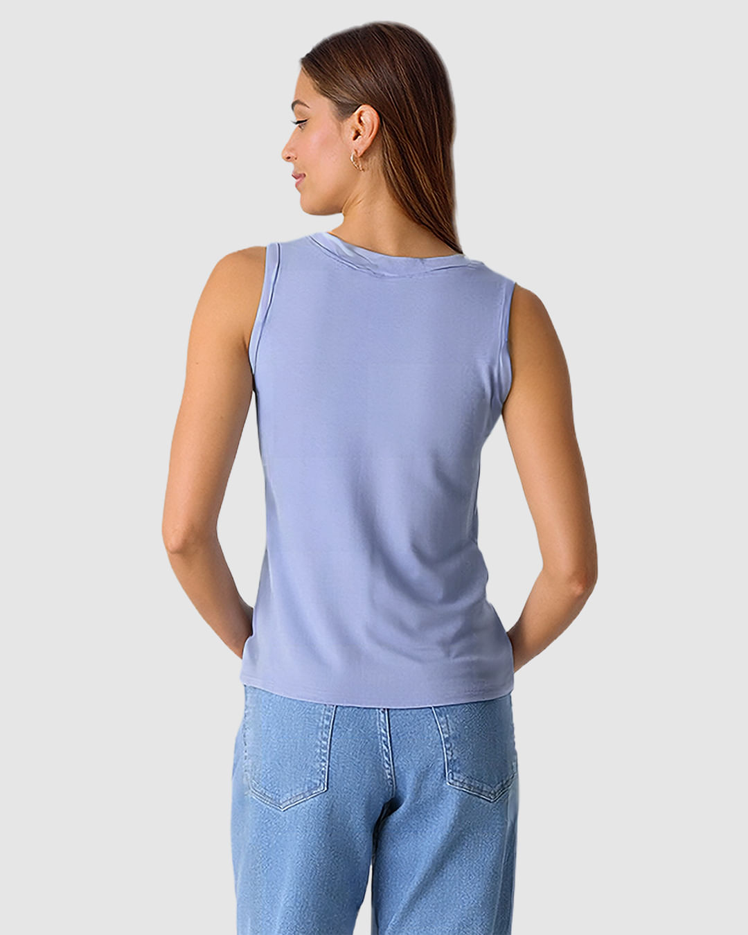 Regata Feminina Decote U Retilínea Em Moletinho De Viscose - Imagem 19