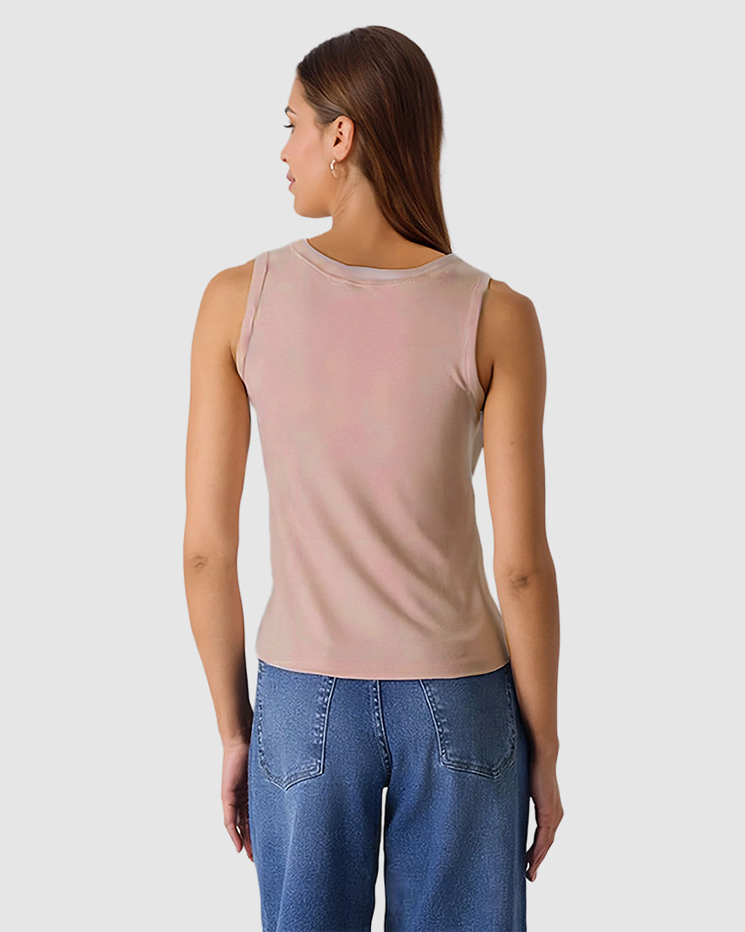 Regata Feminina Decote U Retilínea Em Moletinho De Viscose - Imagem 9