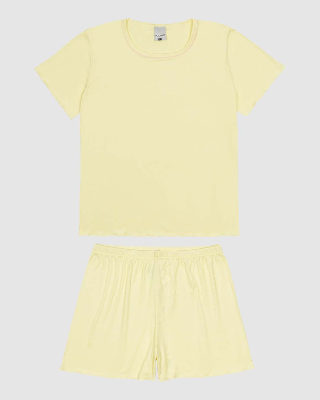 Pijama Curto Feminino Costura Filete Gola Em Malha De Viscose Canelada - Imagem 25