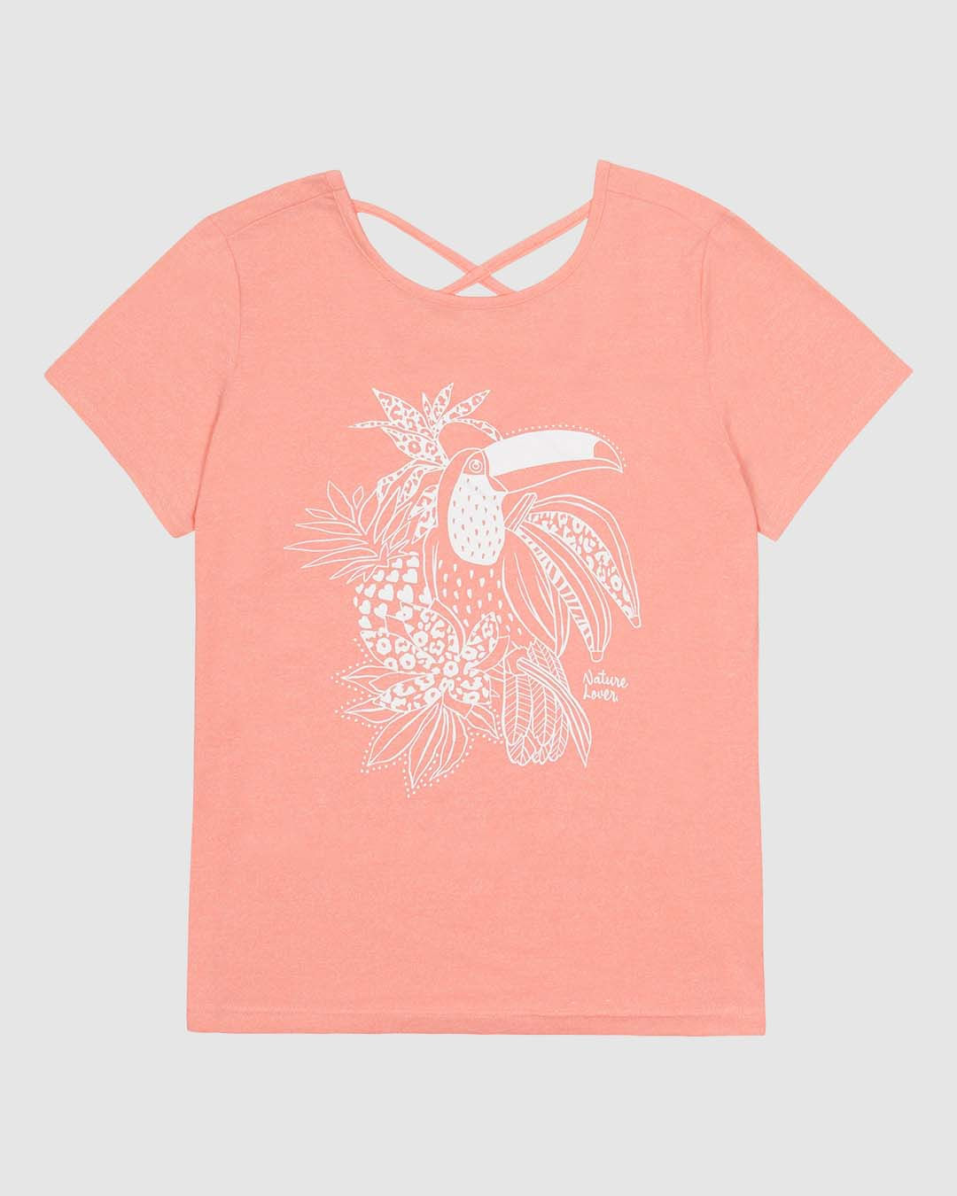 Camiseta Feminina Estampa Frontal Abertura Costas Em Malha Moulinê - Imagem 5