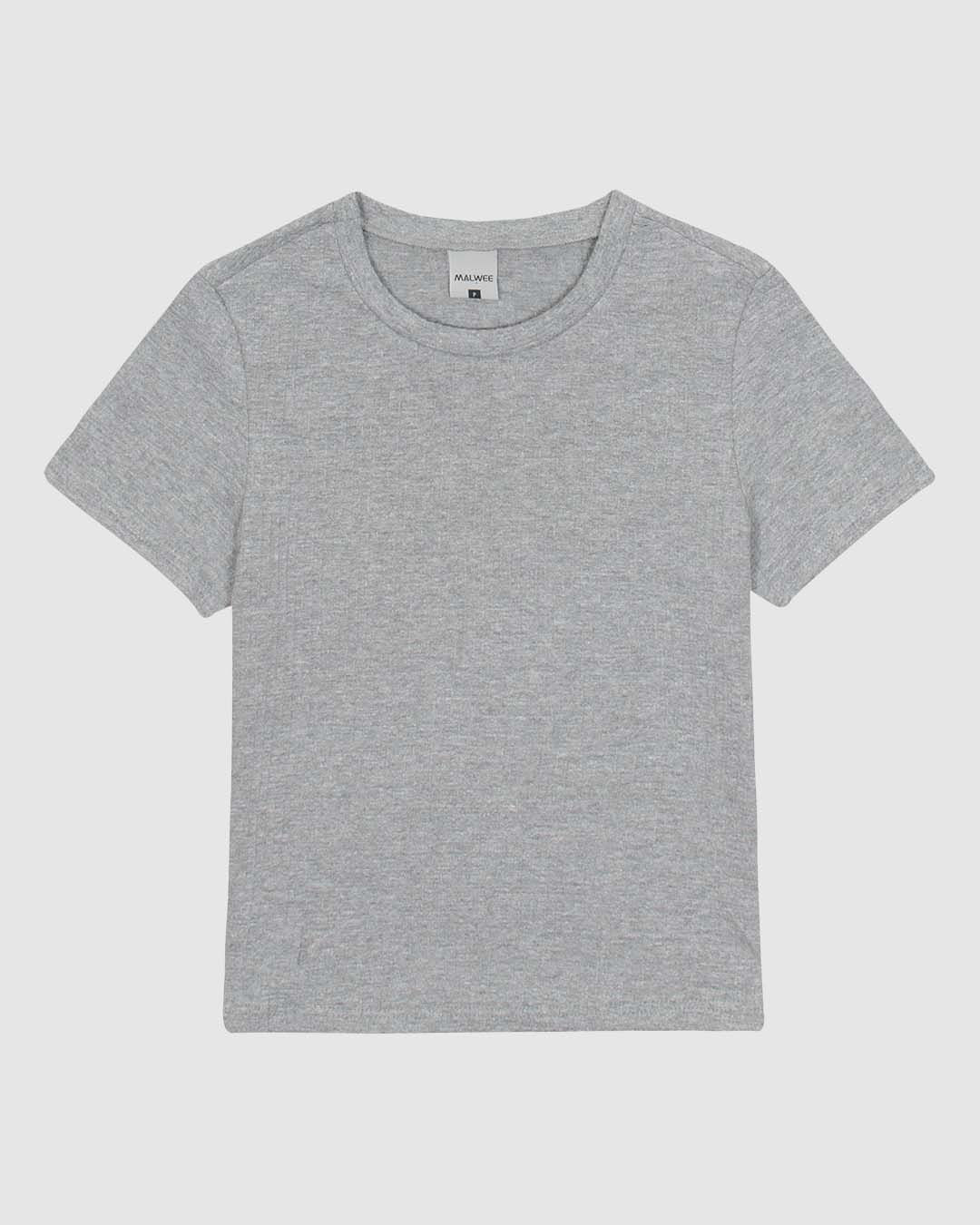 Blusa Cropped Feminina Decote Redondo Manga Curta Em Malha Texturizada - Imagem 5