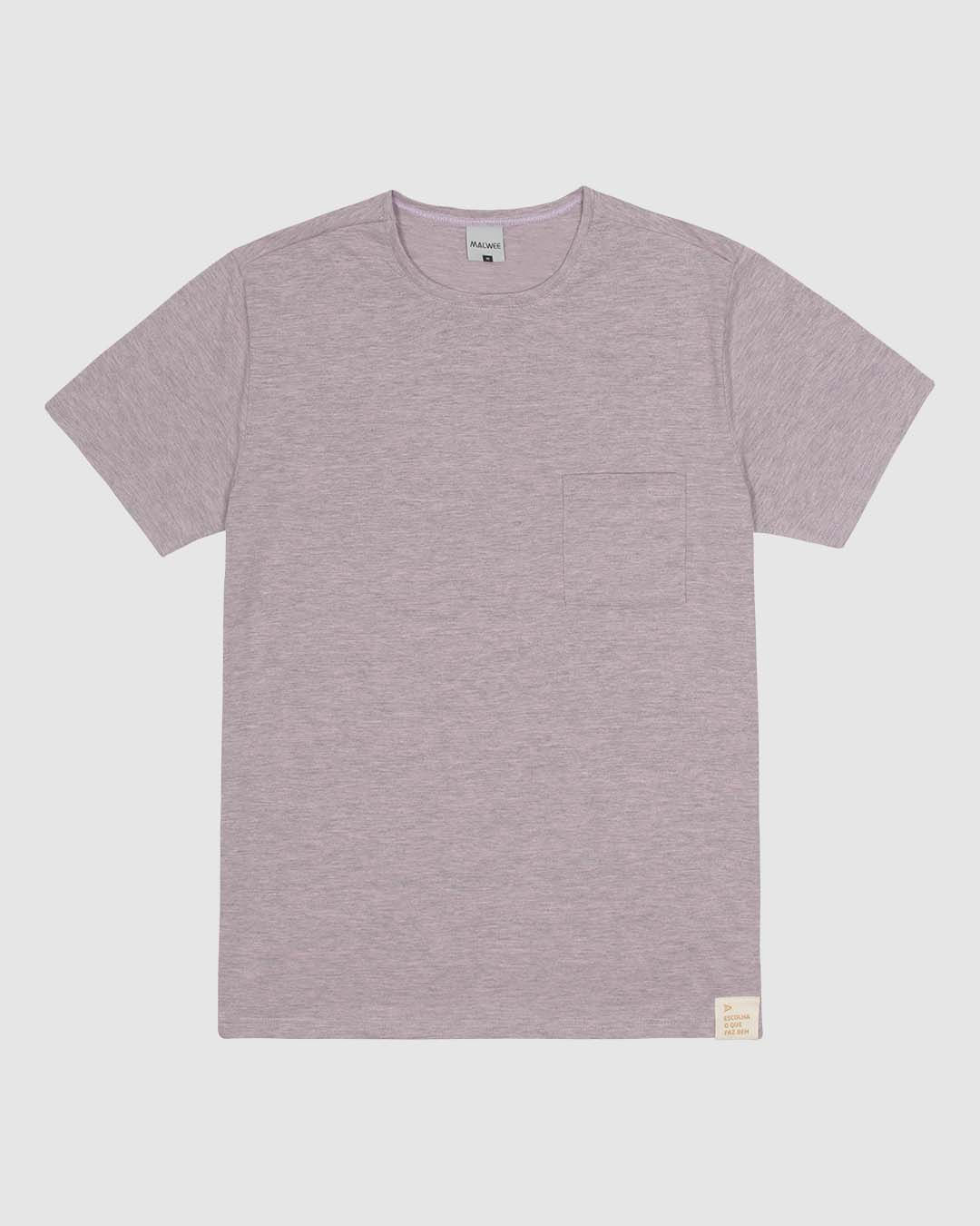 Camiseta Masculina Bolso Frontal Etiqueta Decorativa Em Malha Com Textura - Imagem 20