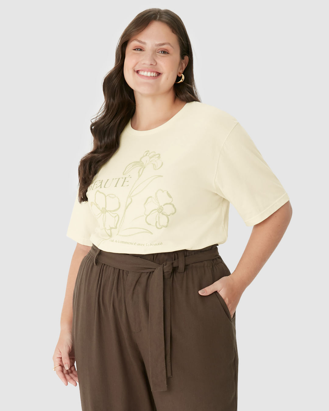 Blusa Feminina Plus Size Box Estampa Puff Alto Relevo Em Algodão - Imagem 16