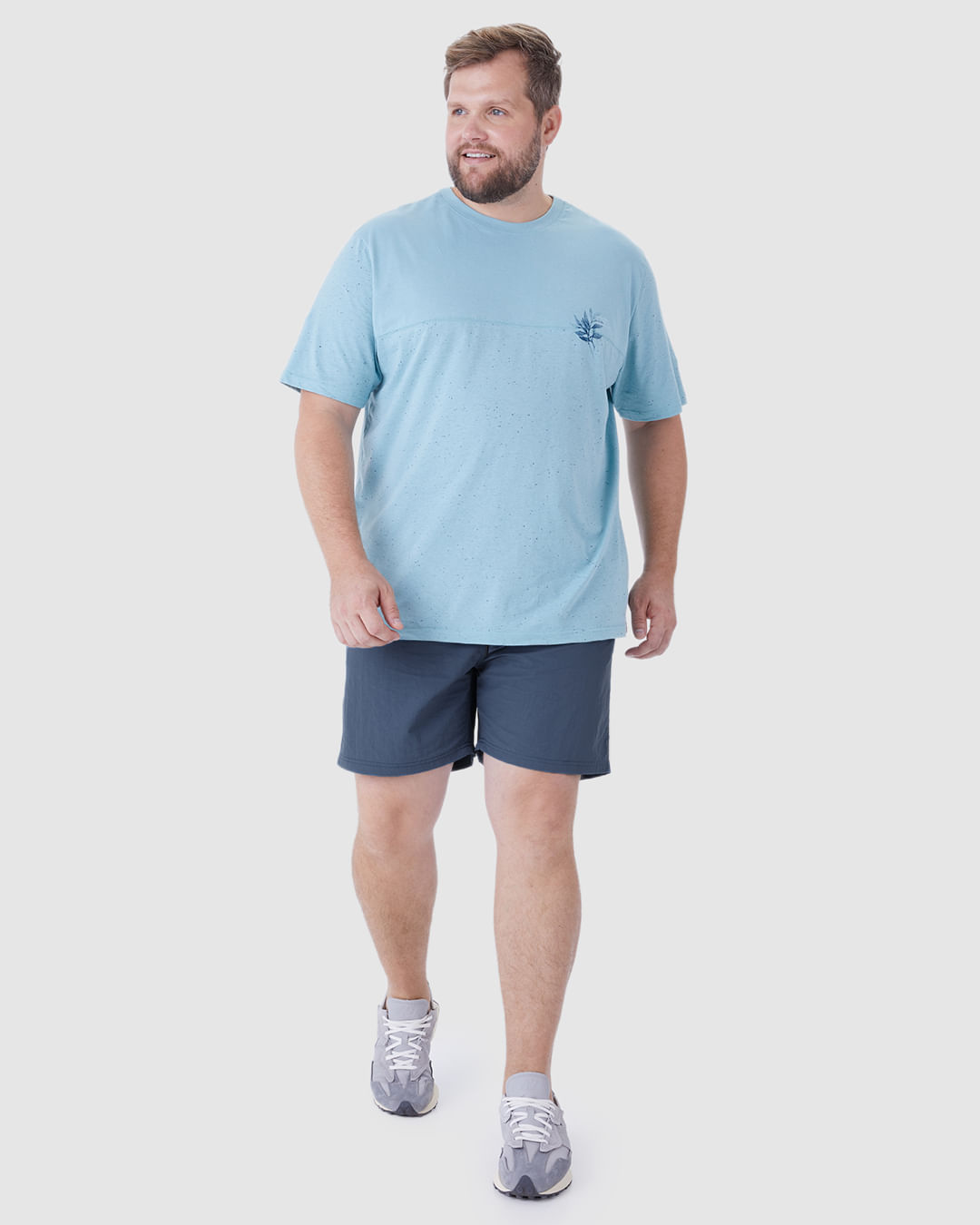 Shorts Masculino Plus Size Slim Cadarço Frontal em Poliamida