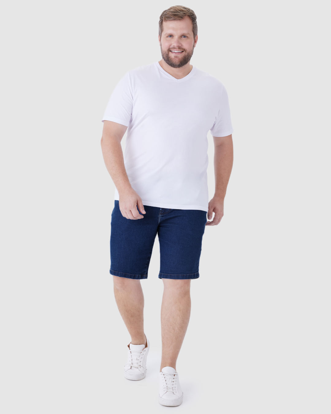 Bermuda Masculina Plus Size Tradicional Em Jeans Com Elastano - Imagem 21