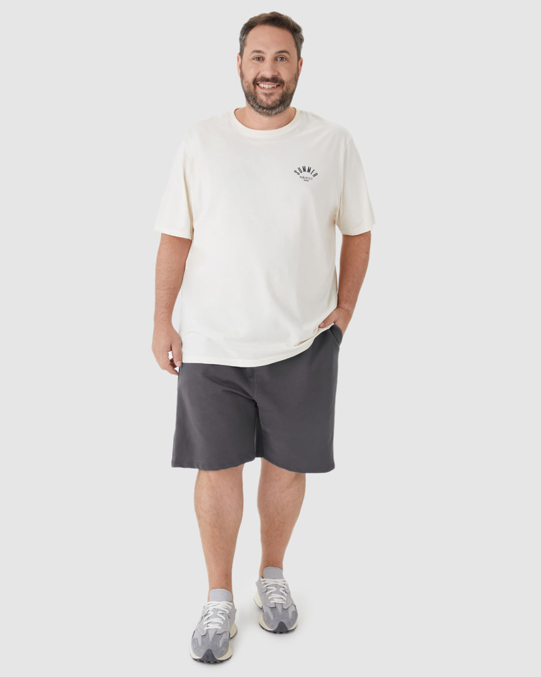Bermuda Masculina Plus Size Cadarço E Bolso Funcional Em Moletom Sarjado