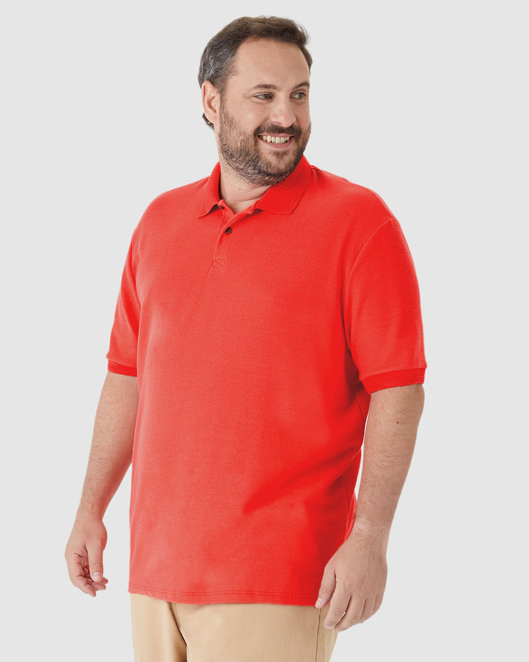 Camisa Polo Masculina Plus Size Abertura Lateral em Malha Texturizada