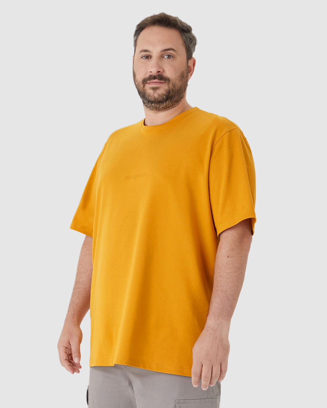 Camiseta Masculina Plus Size Bordado Peace Of Mind em Piquet Stretch