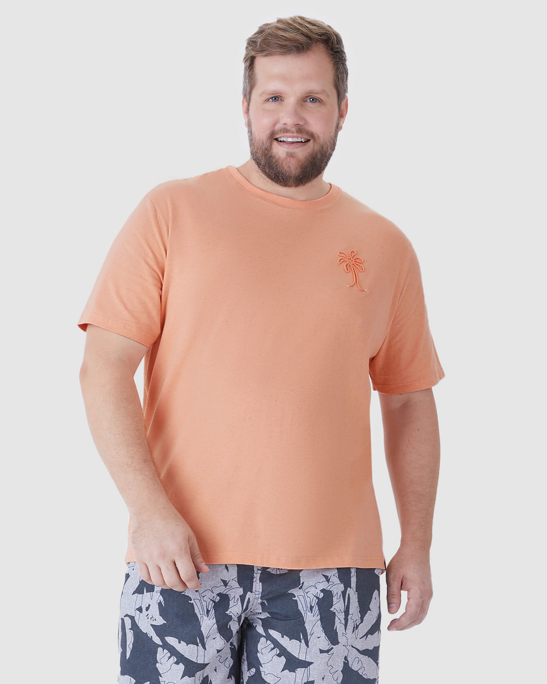 Camiseta Masculina Plus Size Nautical Estampa Frente e Costas em Malha Linho