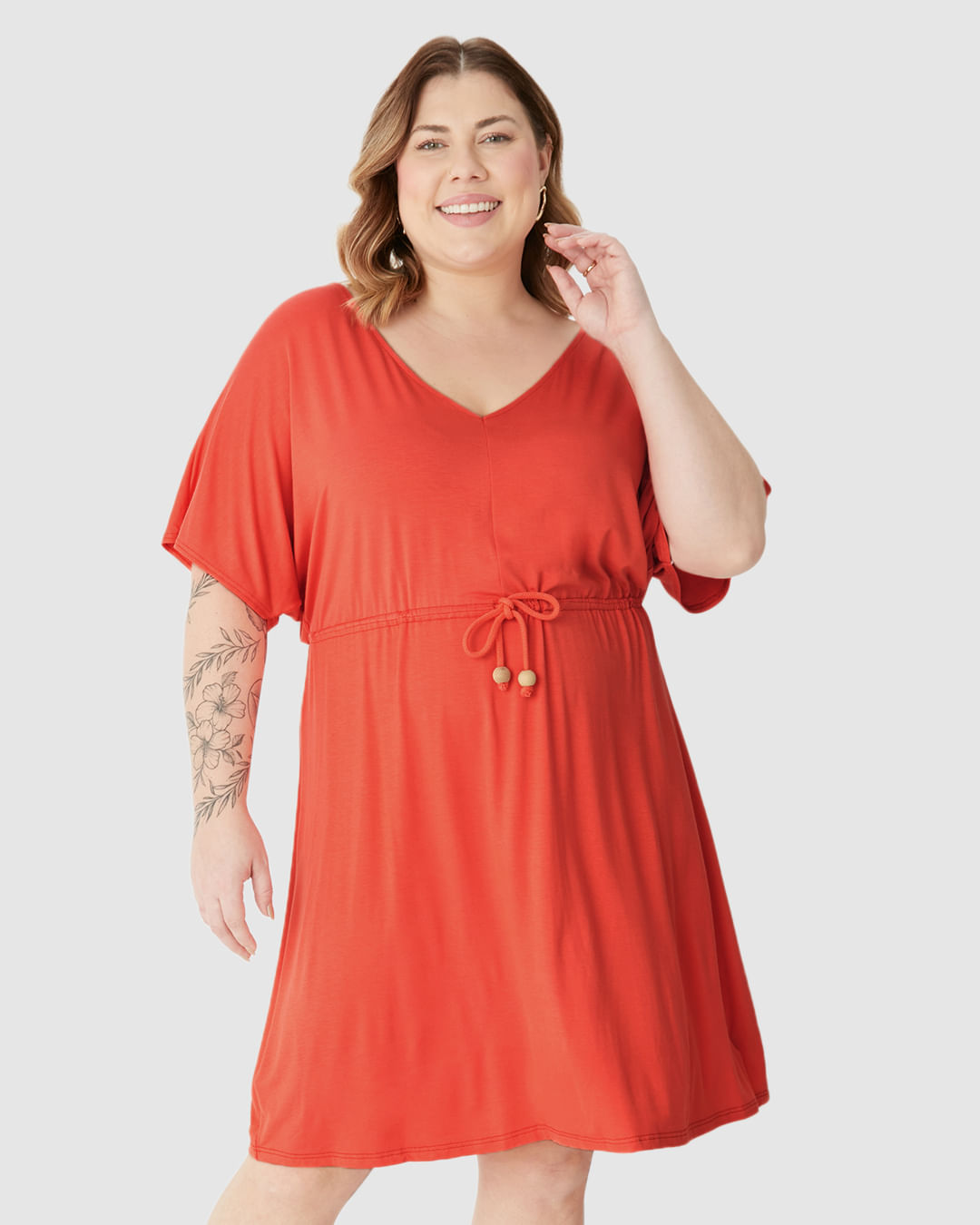 Vestido Feminino Plus Size Cadarço E Amarração Frontal Em Viscose Stretch - Imagem 16