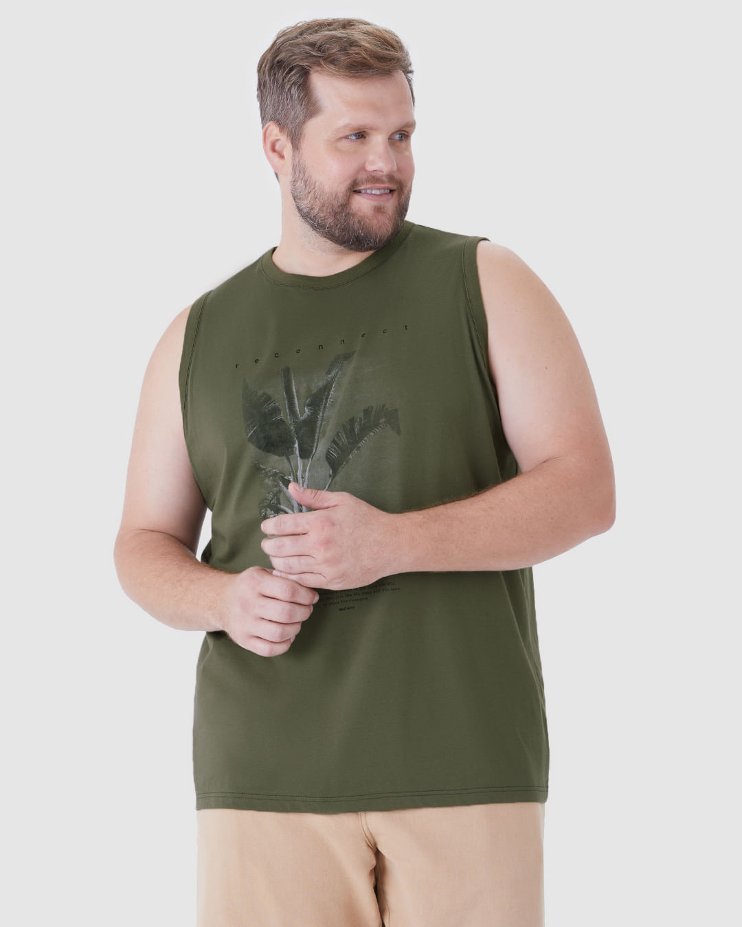 Regata Masculina Plus Size Estampa Reconnect Em Algodão - Imagem 11